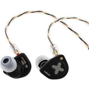 Linsoul SIMGOT EW300 1DD+1Planar+1PZT Hybrid Driver in Ear Monitor, Wired Earbuds IEM, Gaming Earbuds with Detachable Nozzles, Silver-Plated OFC IEM Cable for Audiophile Musician (EW300 HBB)