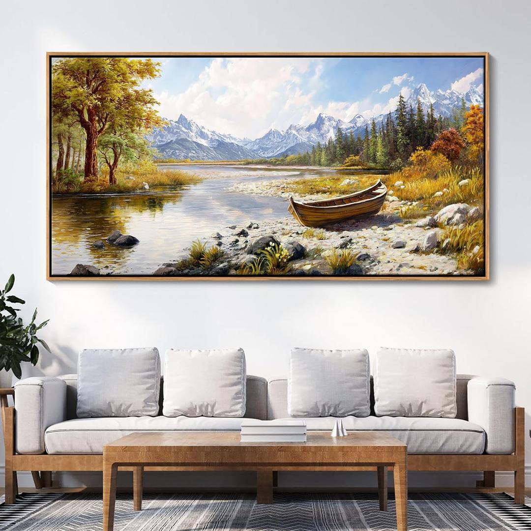 Mofutinpo Mountain Landscape Wall Art - Nature Forest Canvas Art for Living Room, Bedroom & Dining Room - Framed Paintings for Wall Decor - Large Scenic Artwork for Home 29x58IN (58L" x 29W", yellow)
