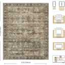 8x10 Area Rugs for Living Room - Washable Vintage Retro Large Rug, Soft Ultra Thin Non Slip Low Pile Traditional Distressed Boho Carpet for Bedroom Dining Room Home Office, Charcoal Olive