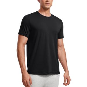 CRZ YOGA Mens Short Sleeve Shirts Quick Dry Workout Classic Fit T-Shirt Casual Daily Comfy Tee Tops (Large, Black)