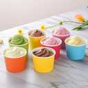 Aodaer 300 Pack Disposable Paper Ice Cream Cups 8oz Paper Ice Cream Bowls Colored Snack Bowl Dessert Bowls for Hot or Cold Food Party Supplies Treat Cups Serving Sundae, Frozen Yogurt, Soup