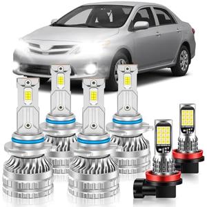 VESTNEXCL Fog Bulbs Fit for Toyota 2009-2013 Corolla Hi&Lo Beam Fog Light Bulb Combo, 800% Brightness, Dual-sided 3570 Chips, 6000K White, 60000HRS Long Lifespan, Plug-and-Play, Pack of 6