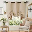 Pony Dance Beige Tie up Shade - Window Valance for Kitchen Tie Up Curtain Grommet Drapery for Home Decor Adjustable Valance, 42''W x 45''L in, Biscotti Beige, 1 Panel