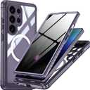 Magnetic Privacy Case for Samsung Galaxy S25 Ultra, Military Grade Protection, Fit for MagSafe, Anti Peep Privacy Screen Protector Soft Edge Full Camera Lens Protected Shockproof Anti Spy Phone Case (Purple)