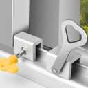 Lock Installation 4 Sets, Easy Installation Without Drilling, Consisting of Metal Lock, Screws, Hinges, and A Screwdriver, Adjustable Security Lock for Home, Office, School