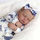 DAYOFFKIDS18Inch Sleeping Reborn Baby Doll, Realistic Newborn Baby Doll with Vinyl Body, Handmade Lifelike Washable Body Features, for Kids Ages 3+ (LouLouWhite)