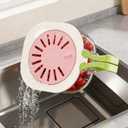 Fruit Vegetable Washer Cleaning Bowl with Strainer, Multifunctional Berry Strainer Container, Lettuce Storage Keeper for Fridge Organization, Kitchen Fruit Drainer Colander (Pink)