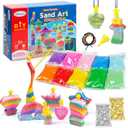 Shindel Sand Art Kits for Kids, 36 PCS Sand Painting for Crafts 8 Shapes of Bottles 10 Assorted Colored and 2 Glitter Sand Bags for Kids DIY Project
