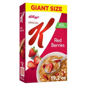 Kellogg's Special K Breakfast Cereal, Family Breakfast, Fiber Cereal, Giant Size, Red Berries, 19.2oz Box (1 Box) (EXP 05/30/26)