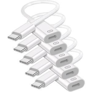 USB C to Lightning Headphone Audio Adapter, Type C Male to Female Lightning Earphone Converter with Charge/Data Transfer, Compatible with iPhone 17/16/15 Plus/Pro/Max, iPad Pro/Air, MacBook, 5 Pack