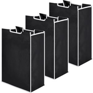 Bonuci 3 Pcs Laundry Sorter Replacement Bags Hamper Cart Removable Replacement Laundry Storage Organizer Bag Hamper Liner, No Hooks 14.76 x 8.66 x 21.65 Inch (Black)