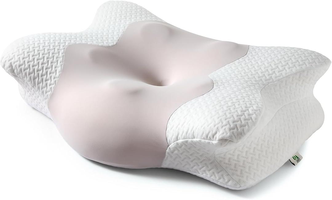 Cervical Neck Pillow for Sleeping, Adjustable Ergonomic Pillow, Contour Neck Support Side Sleeper Pillows for Adults, Memory Foam Pillow for Neck and Shoulder Pain Relief, Back,Stomach Sleeper (Light Gray)