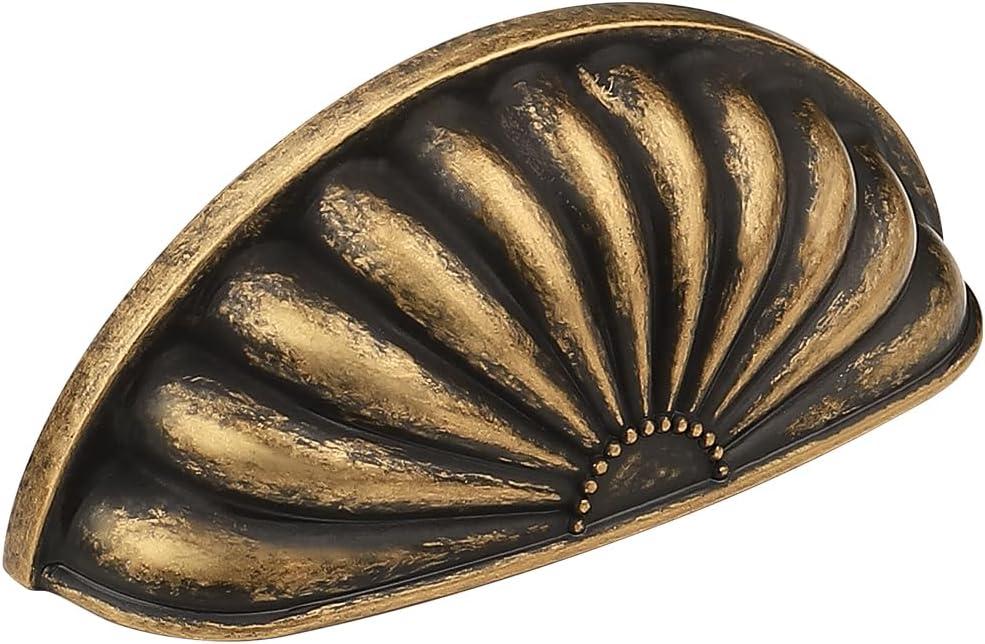 Mengico 3 Inch Hole Center Antique Brass Zinc Alloy Cabinet Knobs 10 Pack - Vintage Drawer Pulls for Dresser, Kitchen & Bathroom Hardware