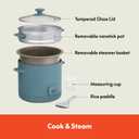 bella 16 Cup Rice Cooker with Steamer, Dishwasher Safe Steaming Basket, Rice Paddle and Measuring Cup, Removable Nonstick Cooking Bowl, Automatic Keep Warm Function, 400 Watt, Surf