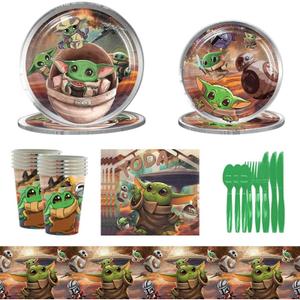 190 PCS Baby Yoda Party Tableware Set, Party Supplies Set, Themed Party Decoration Birthday Party, Tableware for Birthday Decoration, Children's Birthday Party Decorations
