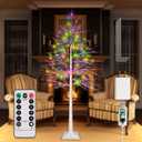 7FT Lighted Birch Tree, Birch Tree with LED Lights, 8 Flash Modes and Timer, Light Up Twig Christmas Tree for Indoor Outdoor Home Party Garden Wedding Decorations (Warm White & Multicolor)