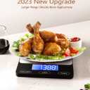 Food Scale -33lb Digital Kitchen Scale for Food Ounces Grams Rechargeable 304 Stainless Steel,Batteries and Type-C Charging | Perfect for Meal Prep, Cooking, and Baking, Black (Medium)