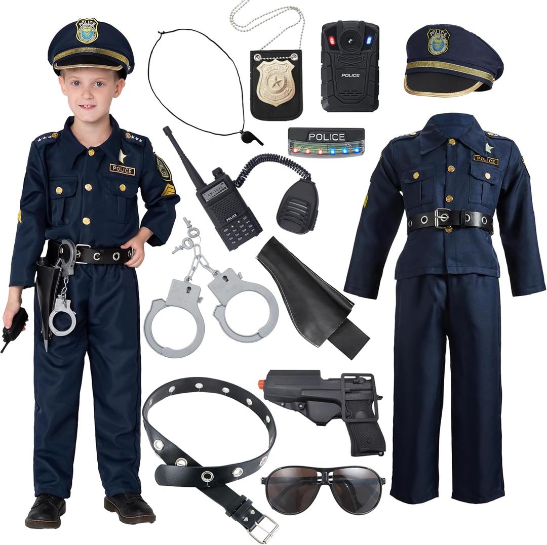 JOYIN Toy Halloween Toddler Police Costume, Police Officer Costume for Boys, Kids Cop Outfit for Halloween Pretend Roleplay (3T (3-4 yrs))