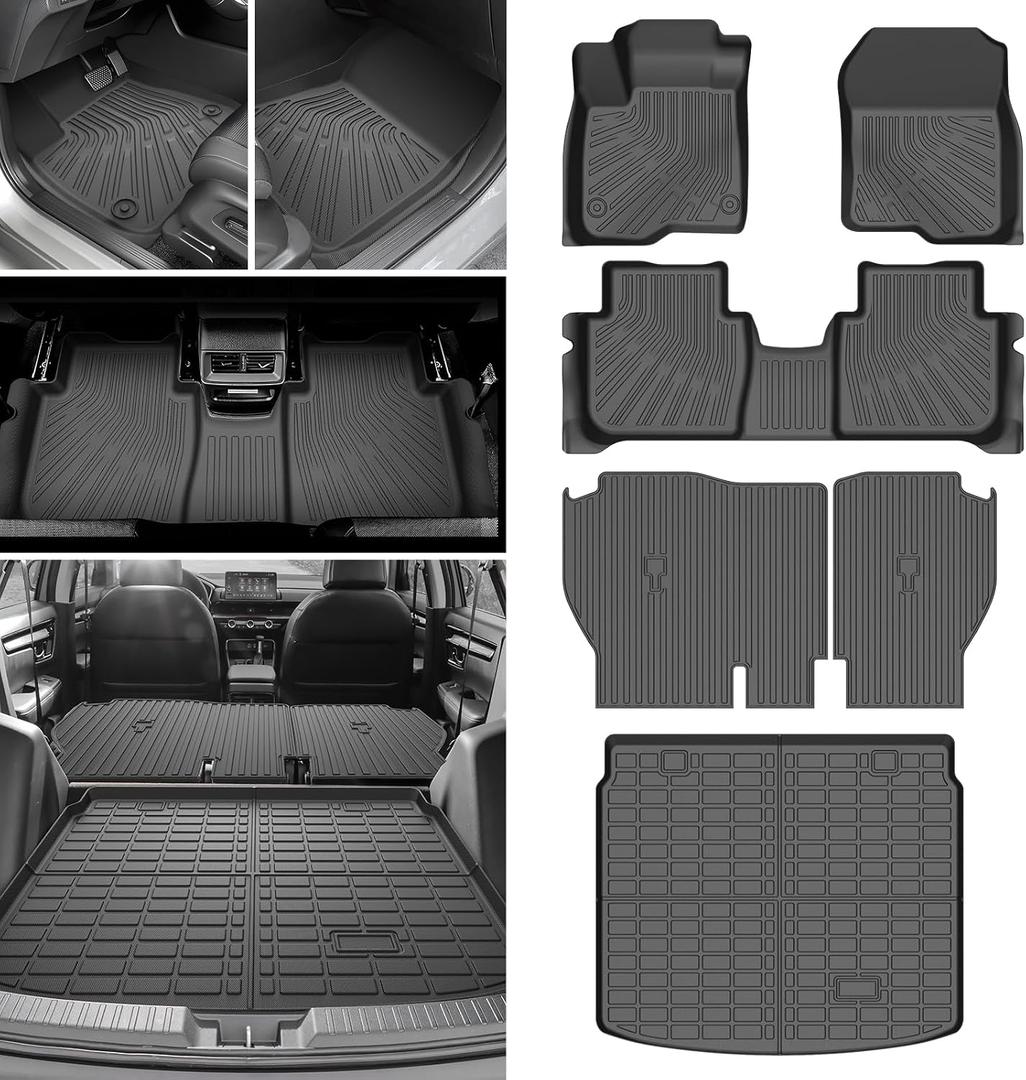 CRV Floor Mats - Fit for Honda CRV 2023-2025 2026 (Include Hybrid), All Weather CRV Floor Mats | CRV Cargo Liner | Backrest Mat for CRV Accessories (Cargo mat fit Upper Position)