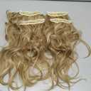 LELINTA 18" Curly Wavy 4 Pieces Set Thick Clip in on Synthetic Hair Extensions Hairpieces for Women Ash Blonde Mix Bleach Blonde (18 Inch-7.76 Ounce)