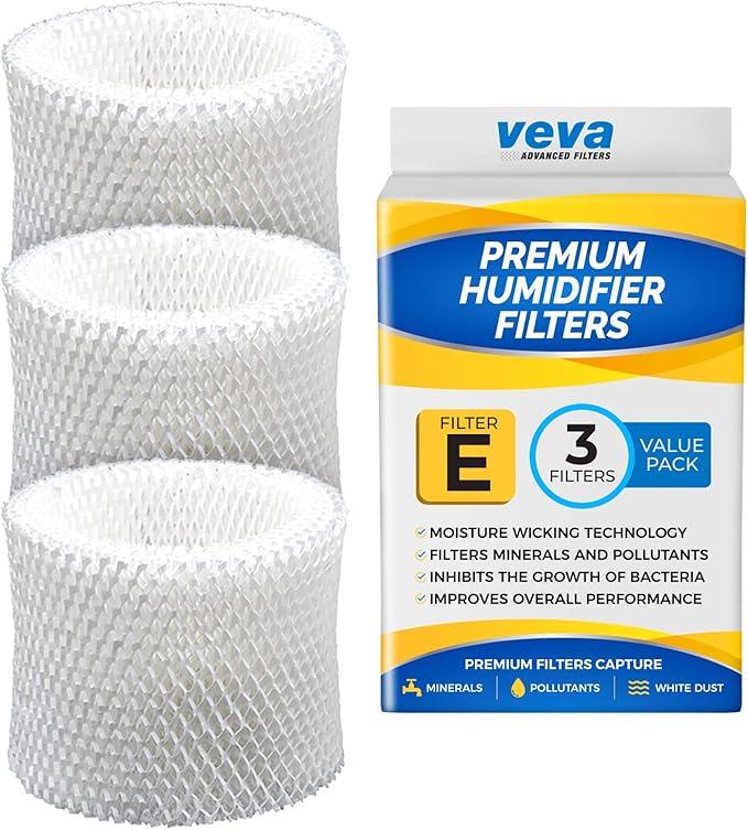VEVA 3Pack Premium Humidifier Filters  Replacement for HW Filter E, HC14, HCM6009, HCM6011, HEV680, HEV685 Series, LongLasting