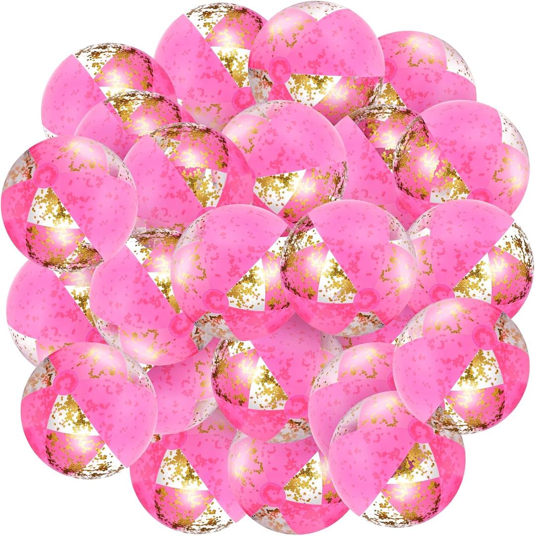 Chivao Inflatable Glitter Beach Ball 5 Inch Confetti Beach Balls Pool Party Decorations Party Decorations Pool Favors Pool Supplies for Summer Play Hawaii Luau(24 Pcs)