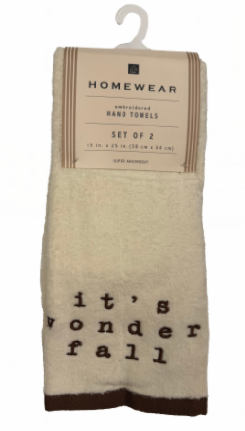 Homewear Hand Towels Set Of 2 15x25 2 Pack It's Wonder Fall 