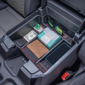 TOPINSTALL 22-26 Red Refreshed Full Tray Compatible with 2022-2026 Silverado/Sierra 1500 and 2024-2026 Chevy Silverado/GMC Sierra 2500HD 3500HD, Armrest Organizer 