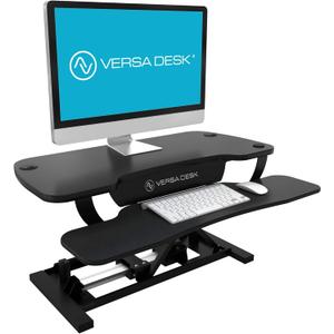 VERSADESK PowerPro 36 x 24 Standing Desk Converter | 7.75 - 23.5 Electric Height Adjustable Sit to Stand Desk Riser w/Keyboard Tray & USB Hub - Ergonomic Workstation for Home & Office, Black