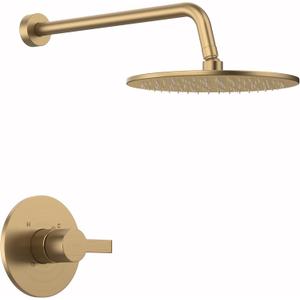 Replacement for Delta 13/14 Series Shower Trim Kit, Compatible with Delta R10000 Valve Shower Faucet Set, Brushed Gold Shower Head and Handle Set, Champagne Bronze (Cartridge and Valve Not Included)