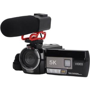 ASHATA 56MP Digital Camera for Photography and Video, 25Fps 5K Vlogging Camera Camcorder, 18x Digital Zoom, 3 Inch Fill Light, Anti Shake, Travel Camera Recorder