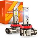 SEALIGHT H11/H9/H8 LED Fog Bulb, 45000LM Super Brighter than Halogen, 6500K White Built-in Driver, 70000Hrs Lifespan with Cooling Fan, IP68 Waterproof, 2 Pack