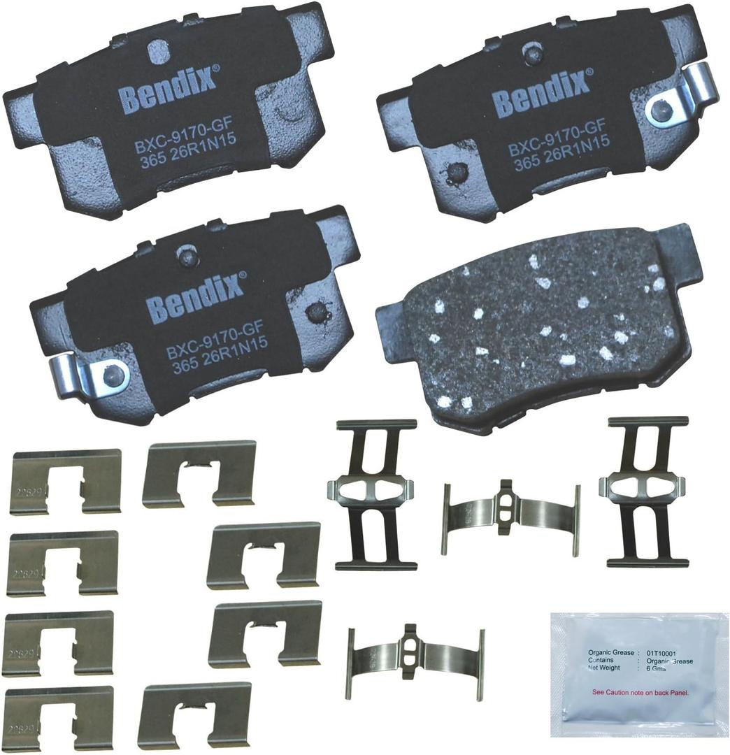 Bendix Priority1 CFC365 Ceramic Rear Brake Pads for select Acura CL, CSX, EL, ILX, Integra, Legend, RSX, TL, TSX, Vigor, Honda Accord, Civic, CR-Z, Prelude, S2000, MG ZR, Suzuki Kizashi, SX4 Crossover