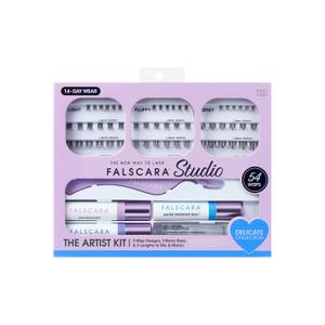 FALSCARA Studio Lash Extension Kit, 54 Stackable Lash Clusters, Light Volume, 8mm-12mm, Delicate, False Eyelashes, InfuseBond, Water-Resistant Seal, BondBoost, Hydro Cleanser, Applicator