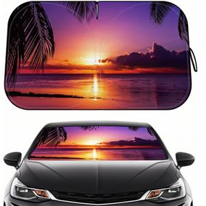Car Windshield Sun Shade - Reflector Sunshade Offers Ultimate Protection for Car Interior, Cool Reflective Sun Blocker Fits Small Sedans, Mini SUVs
