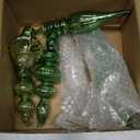 Soaoo 5 Pcs 6.3 inch Dark Green Mercury Glass Finial Christmas Ornaments Hanging Christmas Finials Glass Ornaments Assorted Mercury Decor for Xmas Tree Vintage Holiday Decoration(Classic)