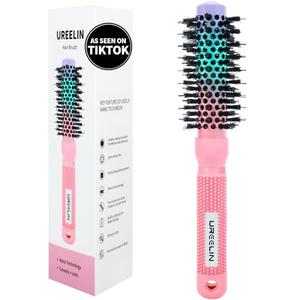 UREELIN Round Brush for Blow Out - 1.0 Inch Small Nano Thermal Ceramic & Ionic with Boar Bristles - Salon Blow Drying Hair Brush for Drying,Volumizing, Curling, Shine & Smooth Styling