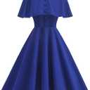 1950s Vintage Cocktail Dresses for Women Wedding Guest Retro 50's Style Swing Dresses Church Tea Party Prom Dress with Shrug (Medium, Royal Blue)