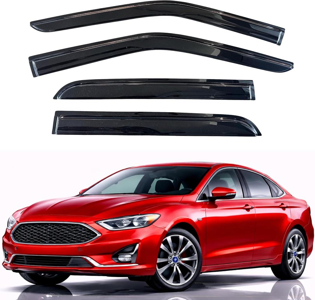 KPY Rain Guards Fit for 2013-2020 Ford Fusion, Out-Channel Window Visors Vent Wind Deflectors 4PC, Car Accessories for 13-20 Fusion