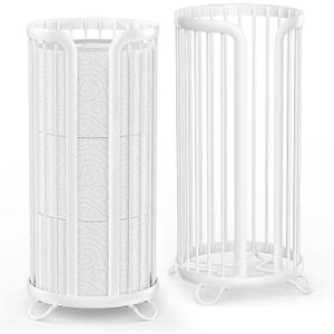 Toilet Paper Holder Stand, Freestanding Toilet Tissue Organizer, Minimalistic Storage Solution, Reserve Mega Rolls,Modern -2PACK White