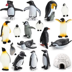 ONEST 18 Pieces Mini Penguin Figurines Toy Set Realistic Arctic Animals Toys Penguins Cake Toppers Polar Small Penguin Figures for Kids Birthday Gift