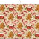Christmas Dish Drying Mat for Kitchen Counter 18"x24", Gingerbread Man Candy Cane Coffee Mat Dishes Drying Pad Absorbent Drainer Mat Kitchen Countertop Protector Easy Clean