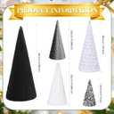 Thyle 5 Pcs Christmas Cone Tree Centerpieces, Glitter Christmas Cone Tree Table Decorations Mantel Tray Tabletop Centerpiece Crafts for Xmas Party Winter Wedding Home Decor, 4 Sizes(White, Grey)