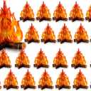 Boao 24 Set 12 x 10 Inch Fake Fire Fake Flame Bulk 3D Cardboard Campfire Camping Decoration Centerpiece Artificial Flames Faux Fire for Camp Bachelorette Christmas Thanksgiving Party(Gold Orange)