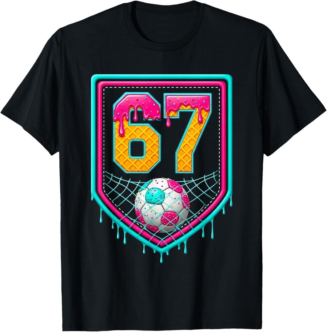 Soccer Drip Number 67 Soccer Player T-Shirt Small