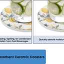 2 x 1 Piece Lemon Coasters for Drinks Absorbing Round Ceramic Stone Coaster with Cork Base Tabletop Protection Mat for Mugs and Cups,Kitchen