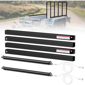 Trailer Gate Lift Assist, for Open Utility Trailer Tailgate Ramp, 2 Sides Black, with 12 to 24 Inch Heights Side Rail and 4 to 6 Feet Height Tail Gate or Ramp
