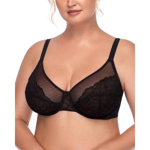 HSIA Minimizer Bras for Women Enchante Full Coverage Underwire Bras Plus Size Lifting Floral Lace Bra for Heavy Breast