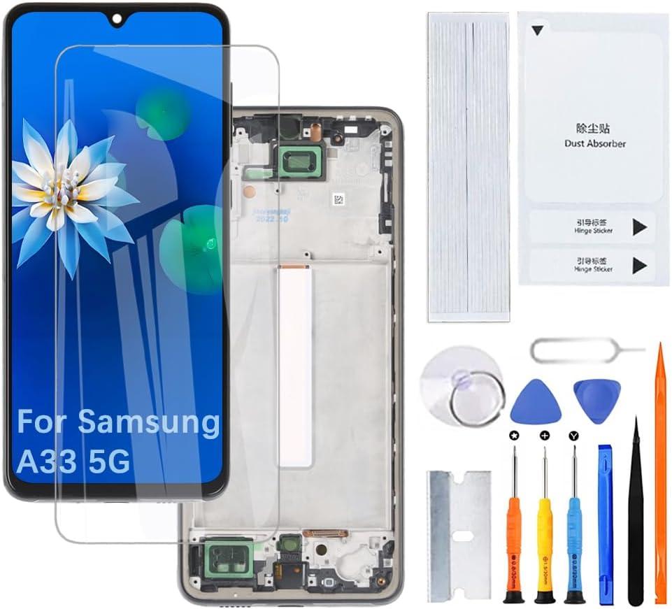 H&LYCYJ Display Screen for Samsung Galaxy A33 5G TFT A336E A336B A336B/DS LCD Screen Replacement Assembly Kit(Black with Frame, Without Fingerprint)