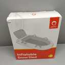 QPAU 2-Person Inflatable Snow Sled with Premium Canvas Cover, Heavy Duty Sled with Backrest & Reinforced Handles, Snow Tubes for Kids & Adults, Winter Inflatable Toys (Red)